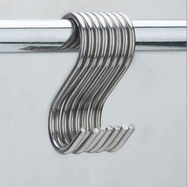 12pcs Stainless Steel Kitchen Storage Hooks - Sleek Polished Finish, Multi-Purpose Hanging Rack for Dishes & Utensils, Wall-Mounted Organizer Set, Kitchen Organizers And Storage