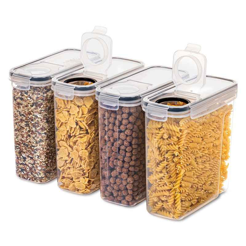 Set of 2/4 Cereal Storage Containers, Made from Bpa-Free Plastic, Designed to Be Airtight for Storing Food. Each Container Holds 2.5 Liters (88 Ounces) And Is Suitable for Cereals, Snacks, And Sugar. This 4pcs Set Includes Cereal Dispensers with Labels in Black.