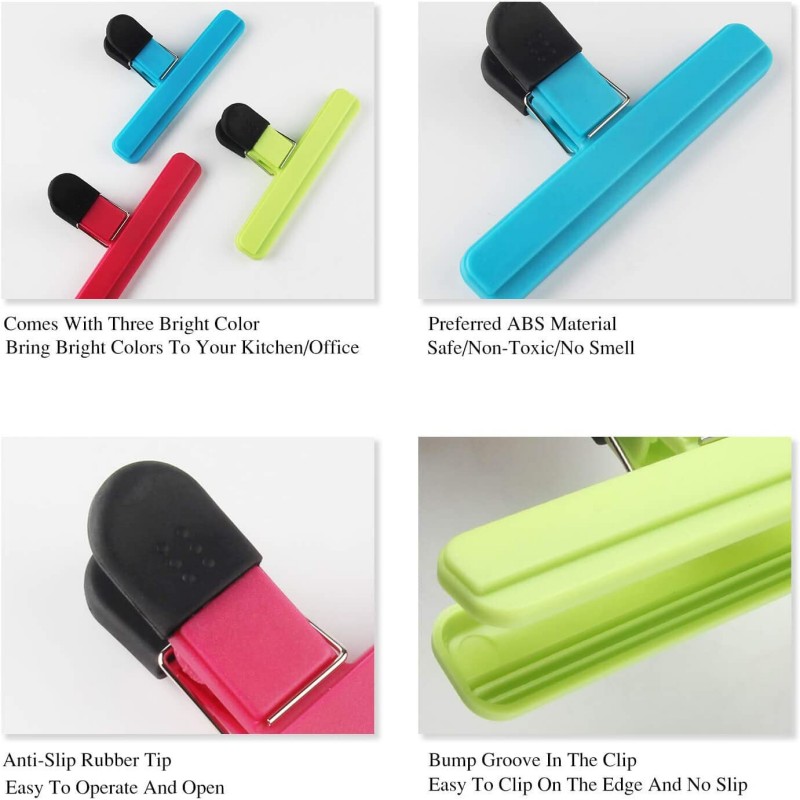 6/9pcs Food Bag Clips, Chip Bag Clips, Foods Snacks Bag Paper Clips, Plastic Heavy Duty Seal Grips, Kitchen Supplies, Christmas Decorations