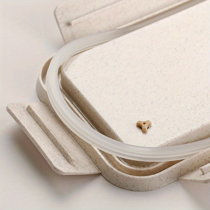 1 Set Insulated Lunch Box With Tableware For Office Workers, Square Divided Wheat Straw Microwave Oven Bento Box With Spoon And Chopsticks, Leakproof Food Container, Home Kitchen Supplies For Teenagers And Workers, For Back School, Classroom