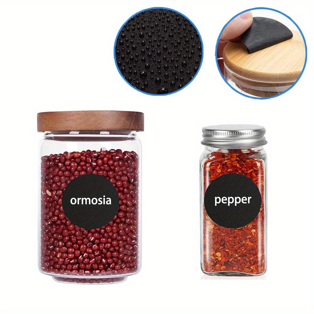 60/120pcs Waterproof and Oil-proof Spice Label Stickers with White Pen - Black Round Seasoning Bottle Stickers for Kitchen Accessories