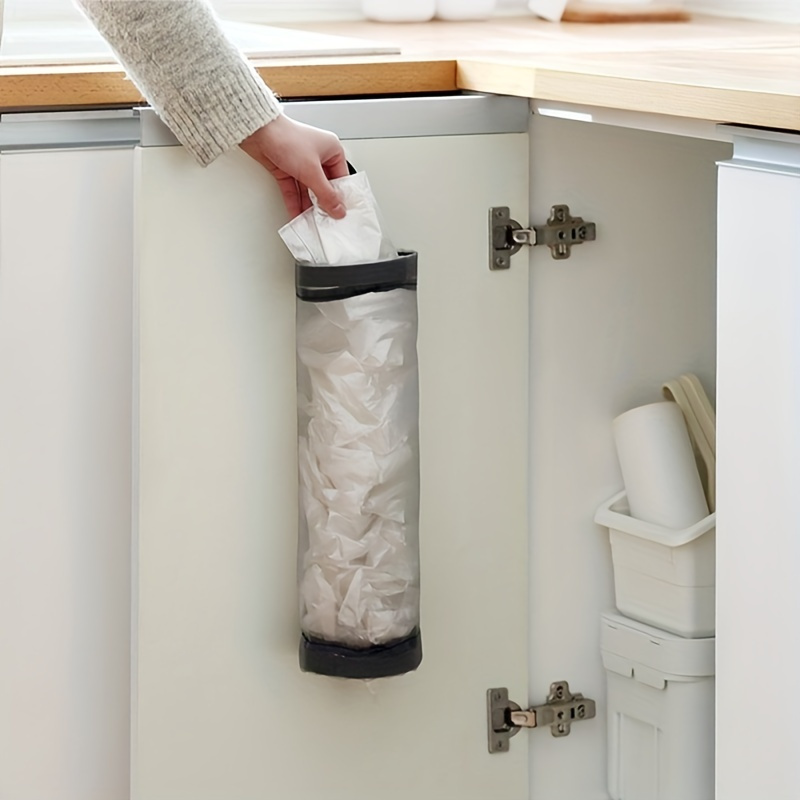 Under-Cabinet Kitchen Trash Bag Organizer - Open Storage Design, Durable Plastic with Secure Mounting, Space-Saving Garbage Bag Holder for Countertop Clutter Reduction, Sleek Storage Solution | Sturdy Mounting System