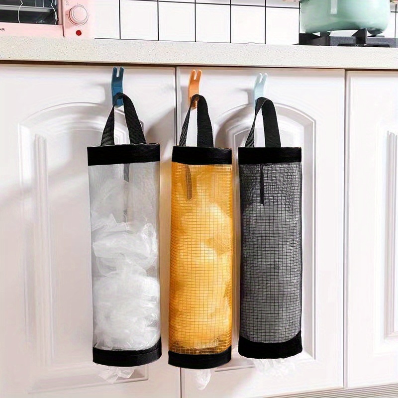 Under-Cabinet Kitchen Trash Bag Organizer - Open Storage Design, Durable Plastic with Secure Mounting, Space-Saving Garbage Bag Holder for Countertop Clutter Reduction, Sleek Storage Solution | Sturdy Mounting System