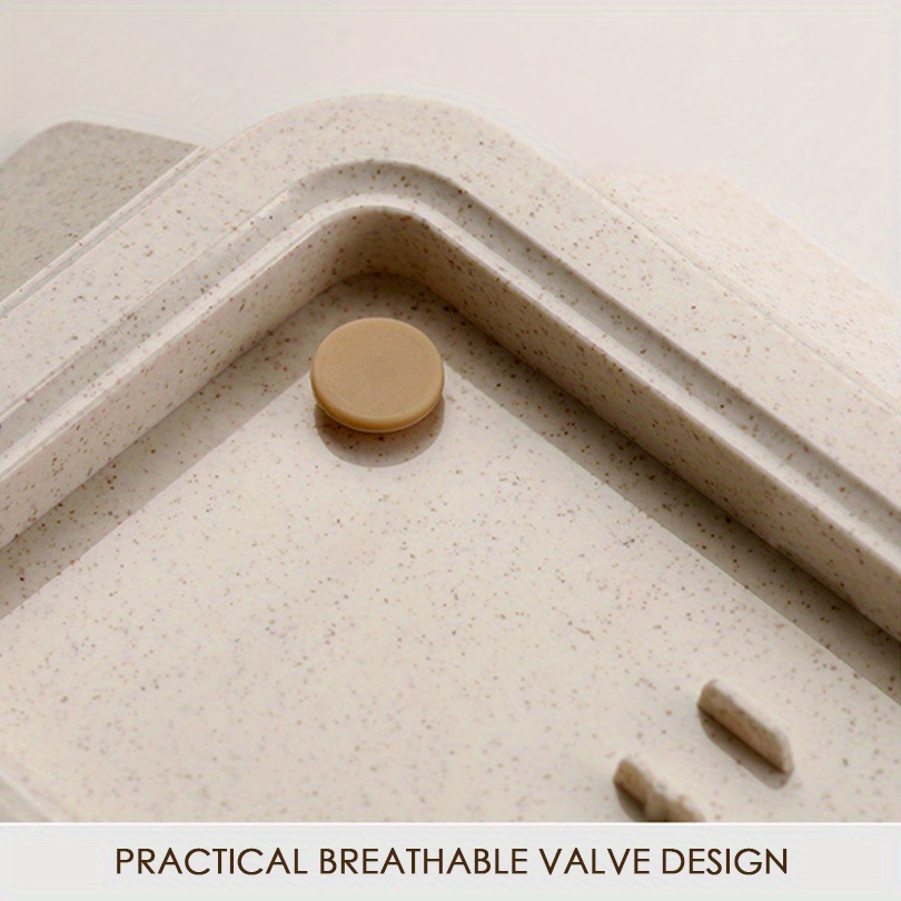 1 Set Insulated Lunch Box With Tableware For Office Workers, Square Divided Wheat Straw Microwave Oven Bento Box With Spoon And Chopsticks, Leakproof Food Container, Home Kitchen Supplies For Teenagers And Workers, For Back School, Classroom