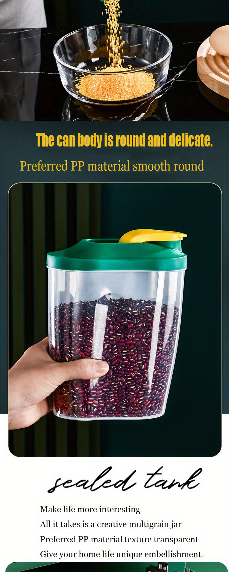 Home Sealing Jar Cereal Storage Box Living Room Nut Biscuit Whole Grain Plastic Container