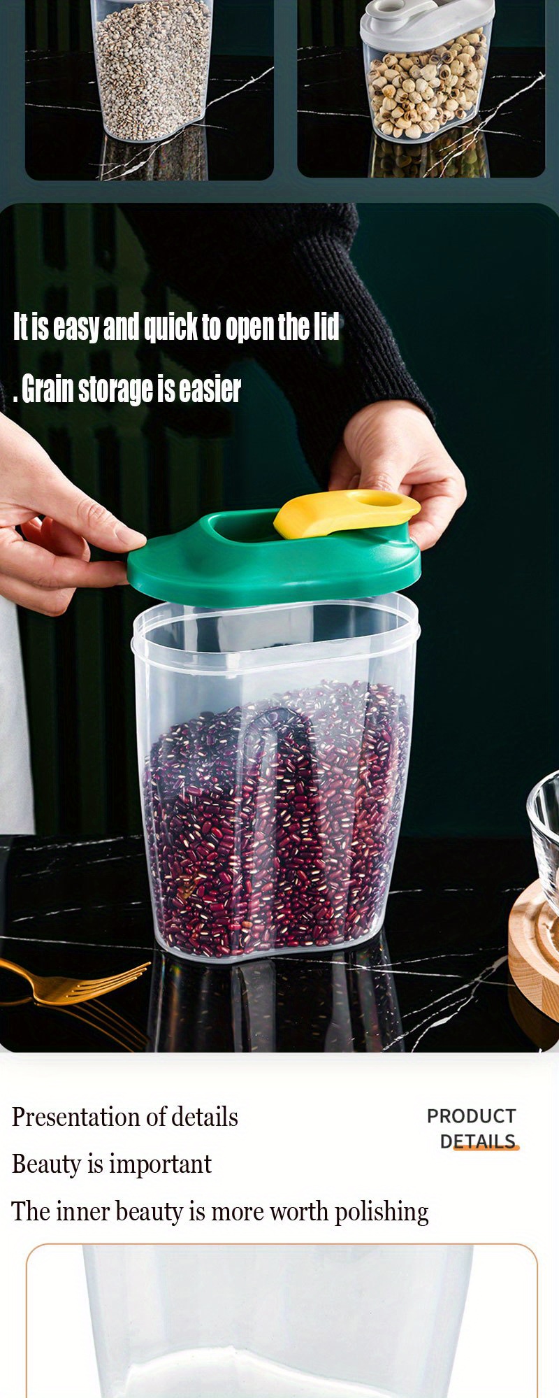 Home Sealing Jar Cereal Storage Box Living Room Nut Biscuit Whole Grain Plastic Container