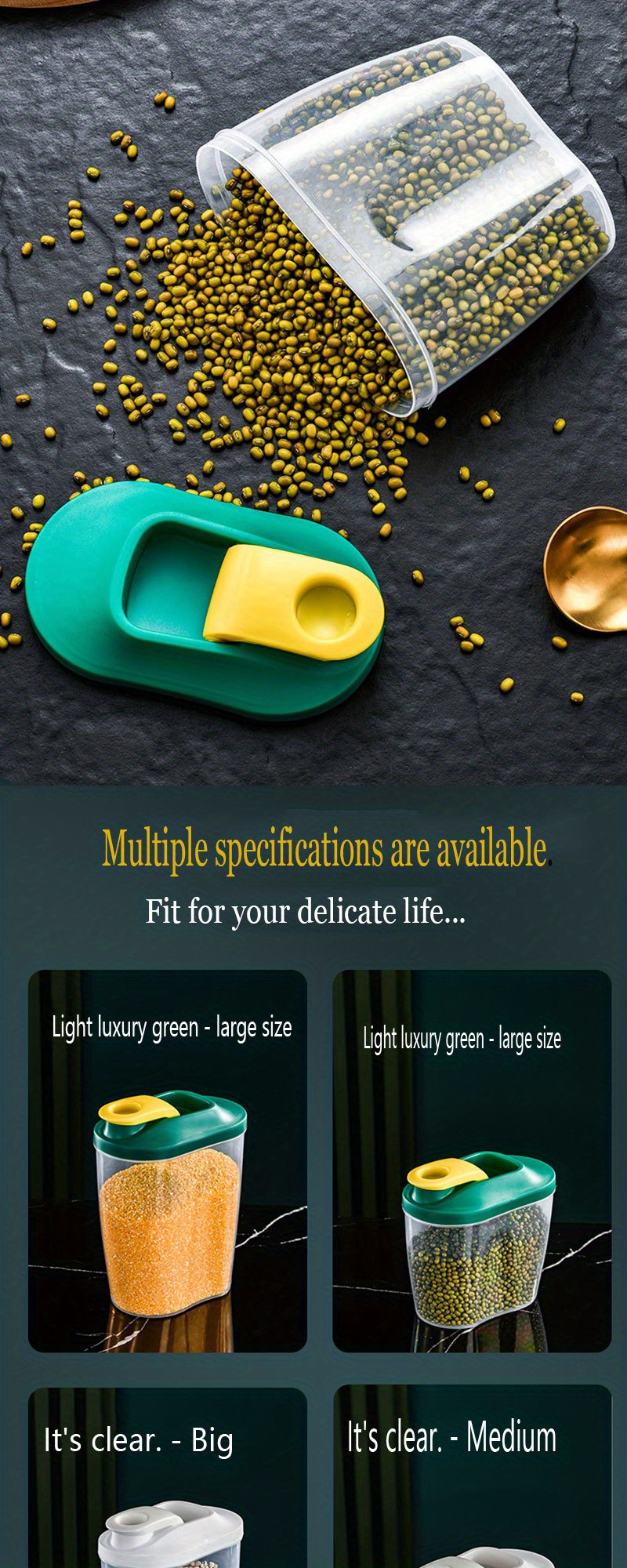 Home Sealing Jar Cereal Storage Box Living Room Nut Biscuit Whole Grain Plastic Container