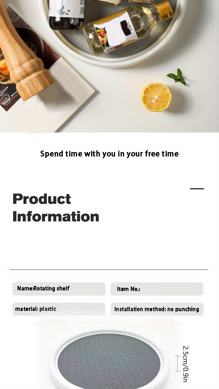 Set of 1 Or 2 Lazy Susan Organizers, 25.4 cm in Size, Featuring a Non-Slip Turntable Rack Suitable for Organizing And Storing Items in Cabinets, Pantries, Kitchens, Refrigerators, Bathroom Vanities, And Under Sinks, As Well As for Rotating Spice Racks And Other Kitchen Accessories.