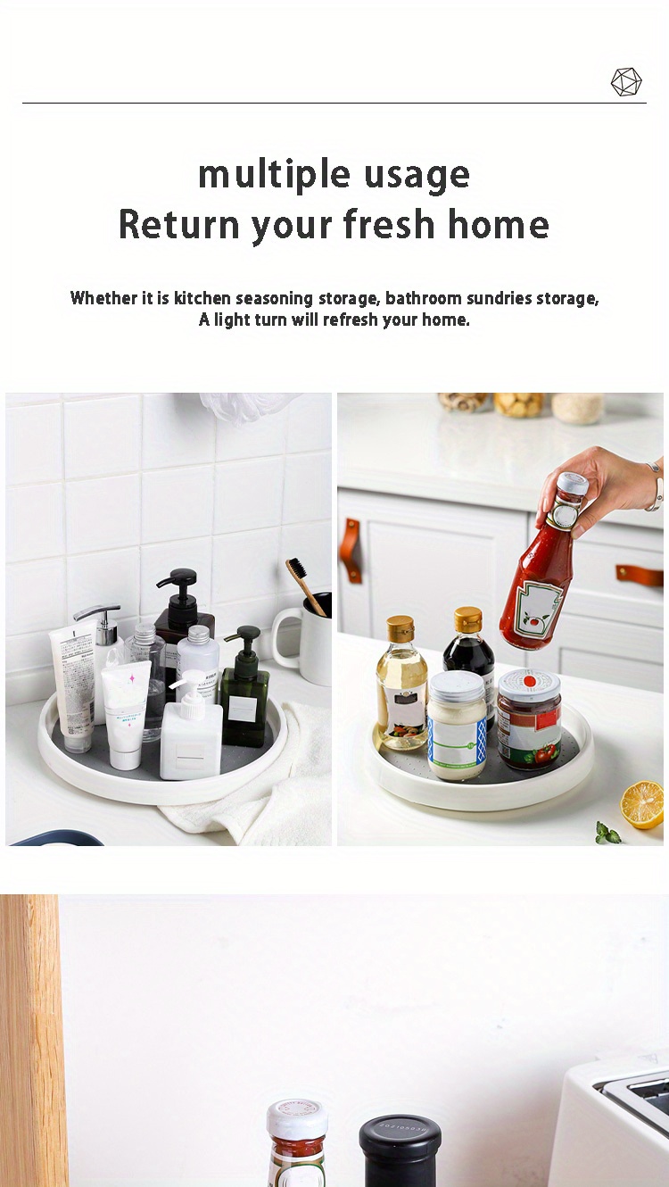 Set of 1 Or 2 Lazy Susan Organizers, 25.4 cm in Size, Featuring a Non-Slip Turntable Rack Suitable for Organizing And Storing Items in Cabinets, Pantries, Kitchens, Refrigerators, Bathroom Vanities, And Under Sinks, As Well As for Rotating Spice Racks And Other Kitchen Accessories.