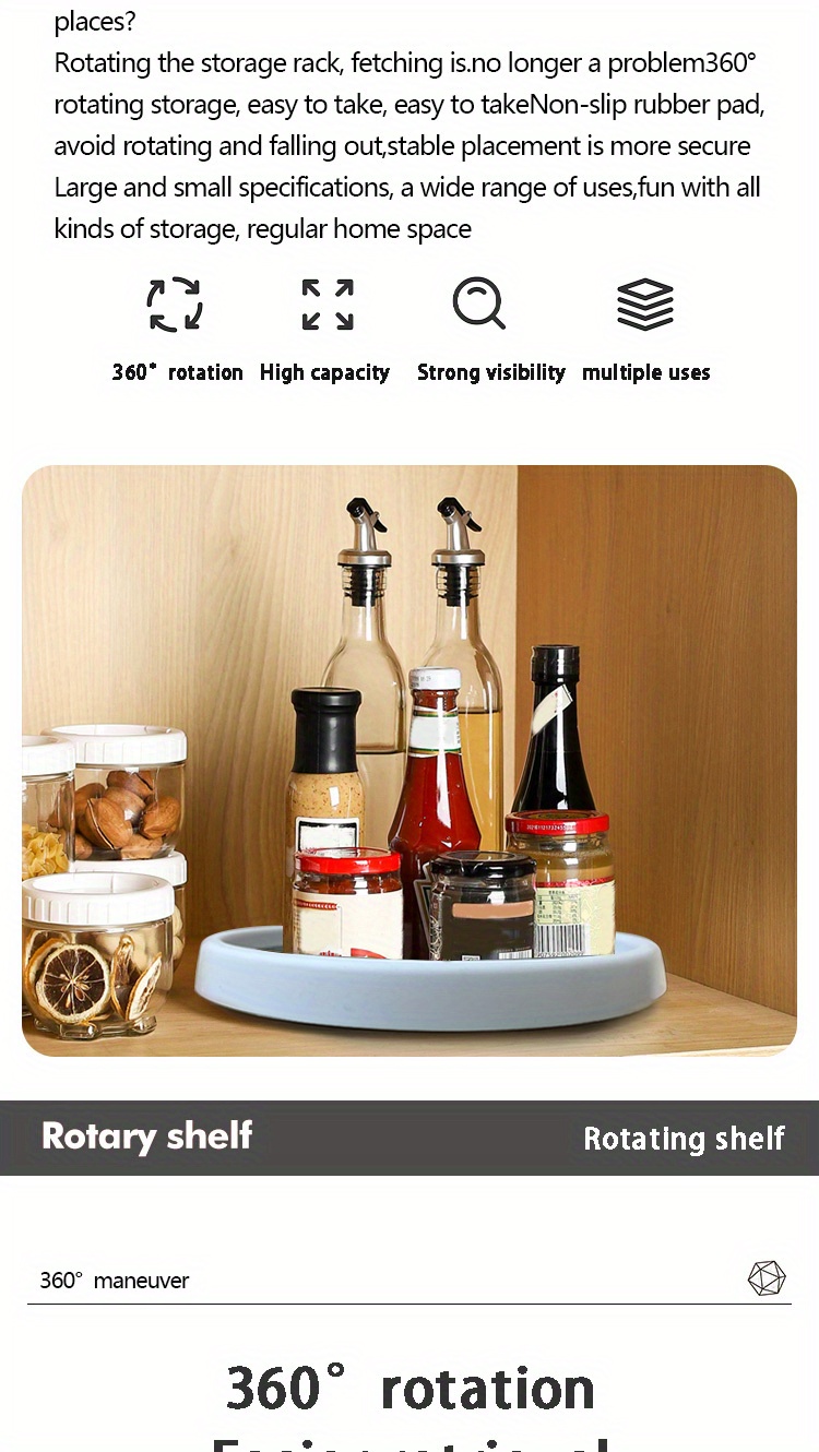 Set of 1 Or 2 Lazy Susan Organizers, 25.4 cm in Size, Featuring a Non-Slip Turntable Rack Suitable for Organizing And Storing Items in Cabinets, Pantries, Kitchens, Refrigerators, Bathroom Vanities, And Under Sinks, As Well As for Rotating Spice Racks And Other Kitchen Accessories.