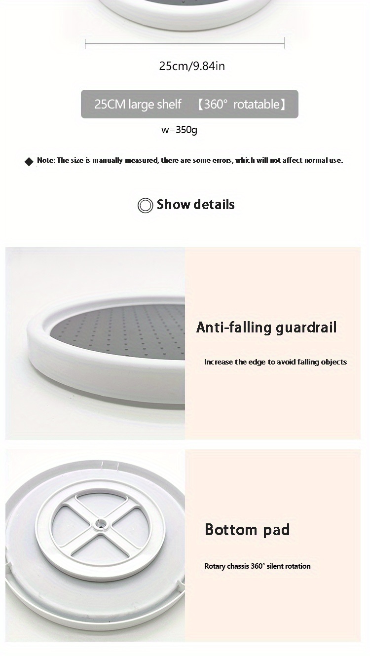 Set of 1 Or 2 Lazy Susan Organizers, 25.4 cm in Size, Featuring a Non-Slip Turntable Rack Suitable for Organizing And Storing Items in Cabinets, Pantries, Kitchens, Refrigerators, Bathroom Vanities, And Under Sinks, As Well As for Rotating Spice Racks And Other Kitchen Accessories.