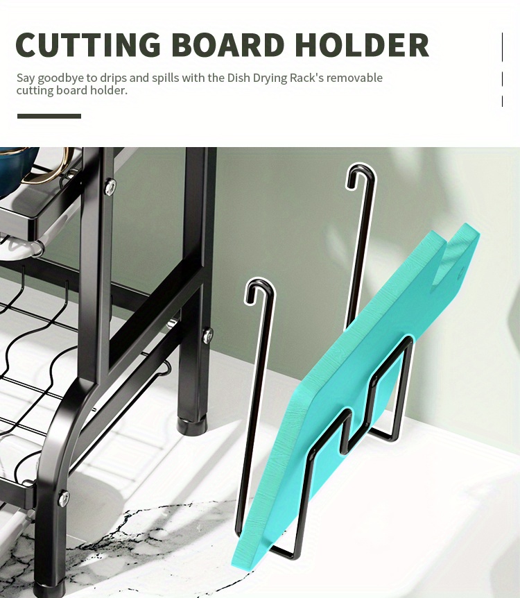 Dish Drying Rack, Space Saving Dish Rack, Dish Racks For Kitchen Counter With Cutting Board, 3 Tier Kitchen Drying Rack With A Cutlery Holder, Drying Rack For Dishes, Knives, Spoons, And Forks