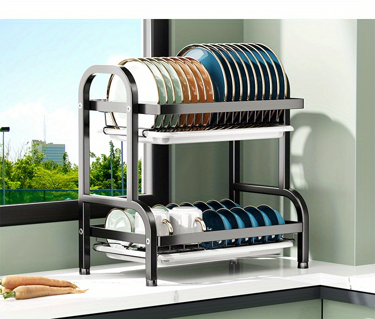 Dish Drying Rack, Space Saving Dish Rack, Dish Racks For Kitchen Counter With Cutting Board, 3 Tier Kitchen Drying Rack With A Cutlery Holder, Drying Rack For Dishes, Knives, Spoons, And Forks