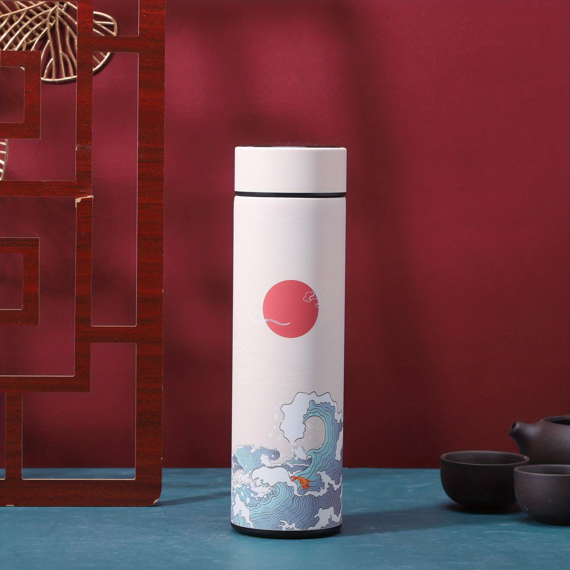 304 Stainless Steel Vacuum Cup Cup with a Chinese Style, Trendy And Creative Water Cup for Artsy Men And Women, Portable Tea Brewing Mug.