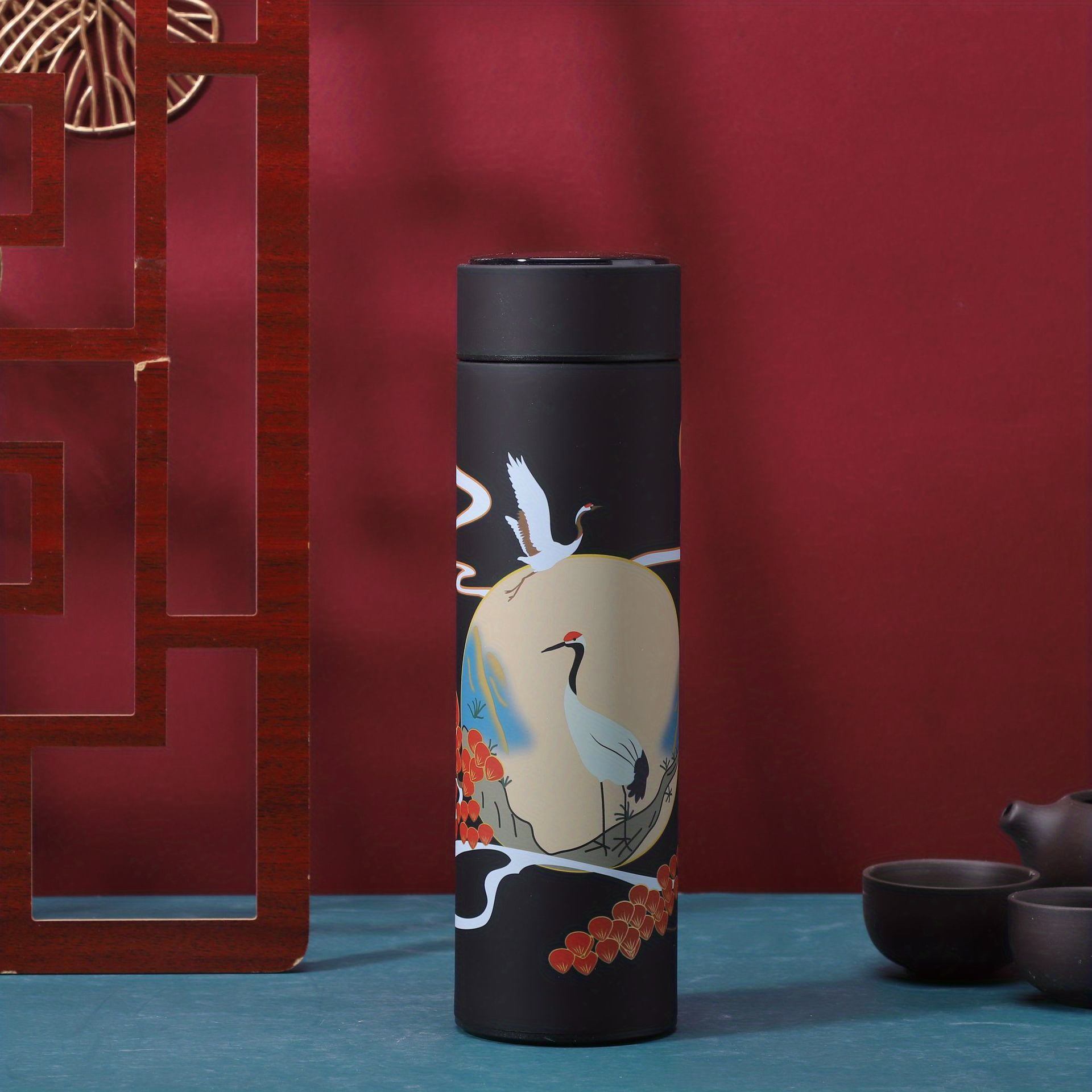 304 Stainless Steel Vacuum Cup Cup with a Chinese Style, Trendy And Creative Water Cup for Artsy Men And Women, Portable Tea Brewing Mug.