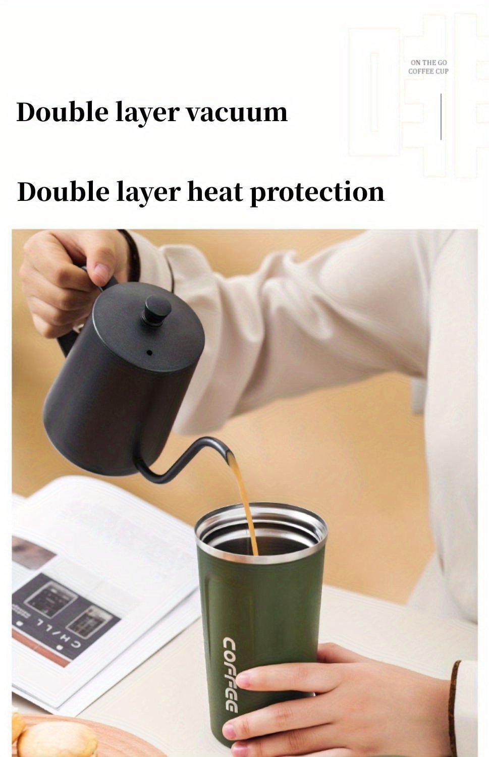 1pc Coffee Mug, Insulation And Cold Insulation Portable European High-end Exquisite Latte Cup For Men And Women, High-end Sense Portable Cup