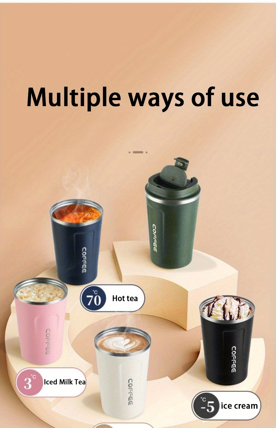 1pc Coffee Mug, Insulation And Cold Insulation Portable European High-end Exquisite Latte Cup For Men And Women, High-end Sense Portable Cup
