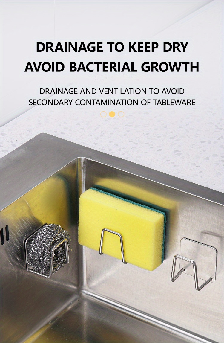 1PC Kitchen Sponges Holder Self Adhesive Sink Sponges Drain Drying Rack 304 Stainless Steel Storage Holder Kitchen Sink Accessories