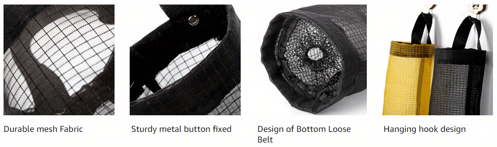 1pc Foldable Mesh Grocery Bag Holder, Breathable Plastic Bag Dispenser, Kitchen Garbage Bag Organizer with Hanging Storage