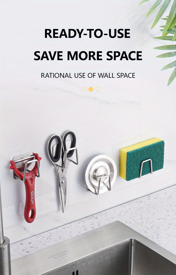 1PC Kitchen Sponges Holder Self Adhesive Sink Sponges Drain Drying Rack 304 Stainless Steel Storage Holder Kitchen Sink Accessories