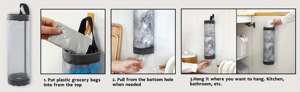 1pc Foldable Mesh Grocery Bag Holder, Breathable Plastic Bag Dispenser, Kitchen Garbage Bag Organizer with Hanging Storage