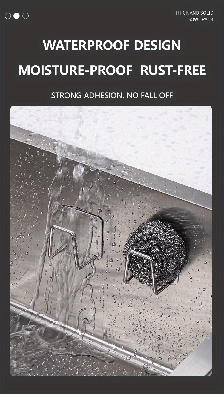 1PC Kitchen Sponges Holder Self Adhesive Sink Sponges Drain Drying Rack 304 Stainless Steel Storage Holder Kitchen Sink Accessories