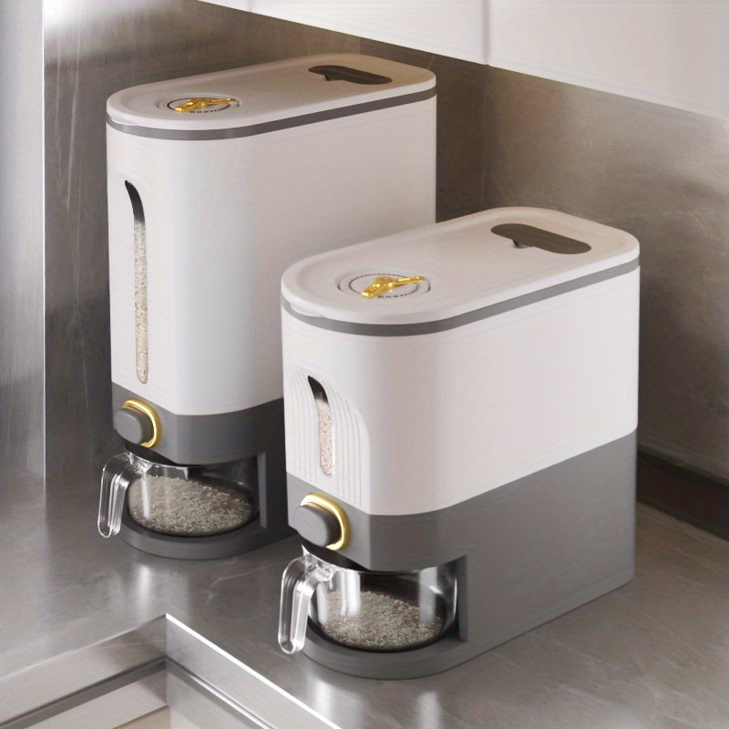 1pc Rice Dispenser, Large Grain Dry Food Storage Container with Measuring Cup, Kitchen Storage Box, 9.98 KG