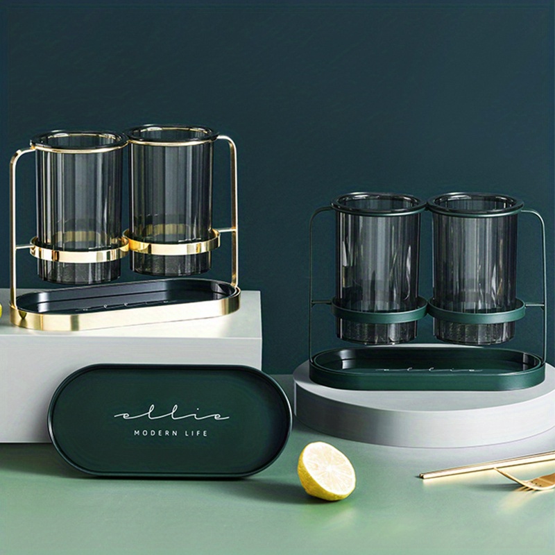 Luxury Metal & Plastic Cutlery Holder, Wall-Mounted Kitchen Utensil Caddy, Non-Food Contact, Modern Drainage Storage Rack for Knives, Forks, Spoons, Chopsticks Basket