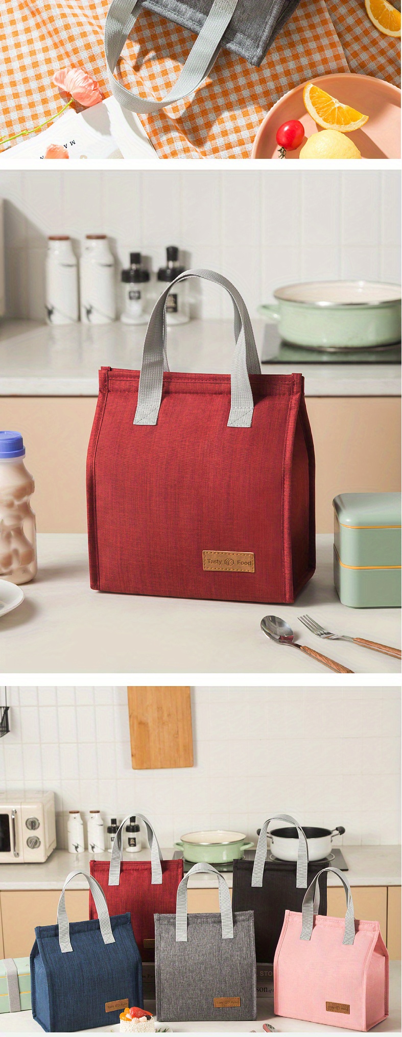 1pc Insulated Lunch Bag For Women/Men, Minimalist Vertical Reusable Lunch Box For Office Work School Picnic Beach, Leakproof Freezable Cooler Bag For Teens/Adult For Teenagers And Workers At School, Classroom, Canteen, Back To School