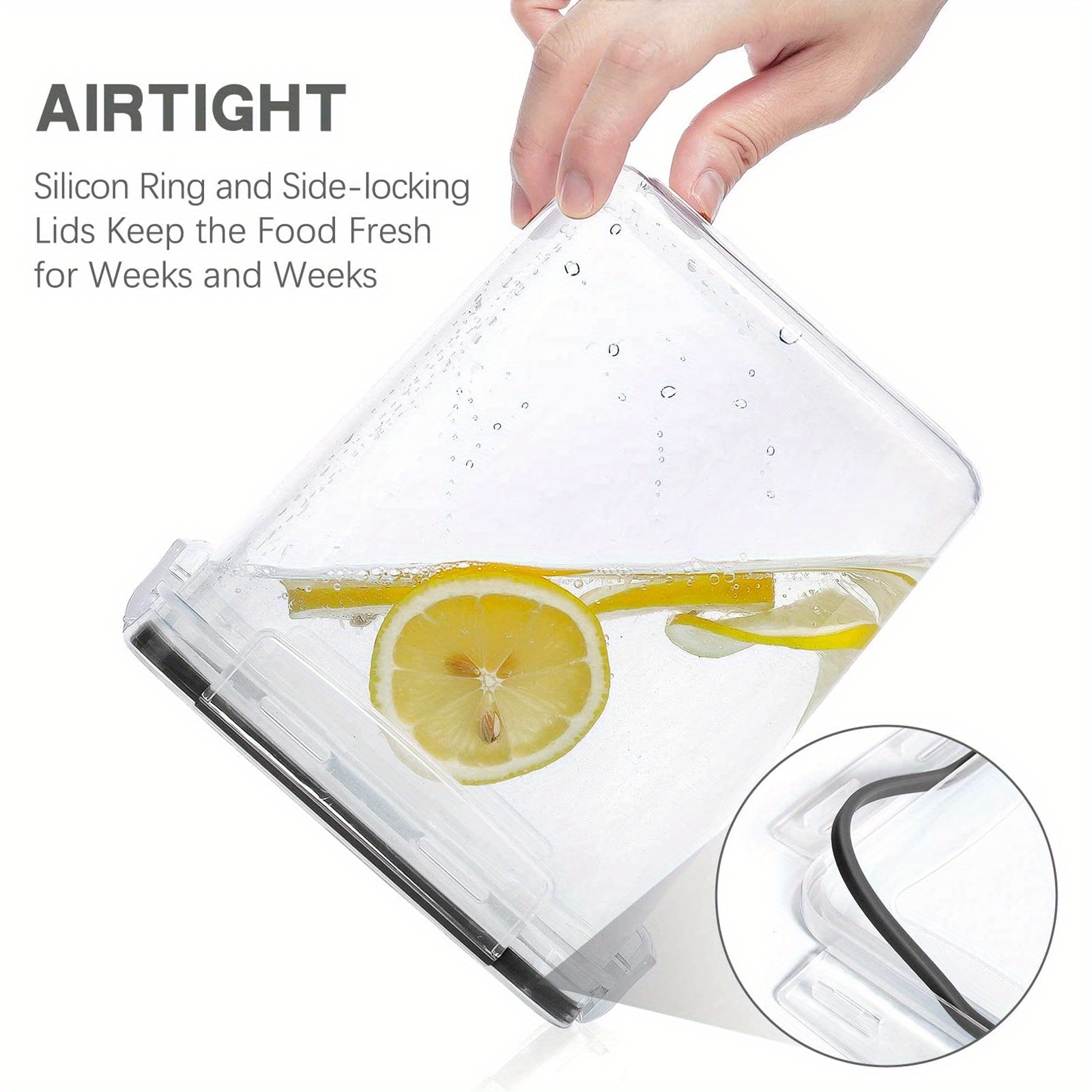 6/10 Pack BPA-Free Plastic Airtight Food Storage Containers with Latch Closure, Dishwasher Safe, Multipurpose Rectangular Kitchen & Pantry Organizers for Sugar, Flour, Baking - Includes Labels & Marker