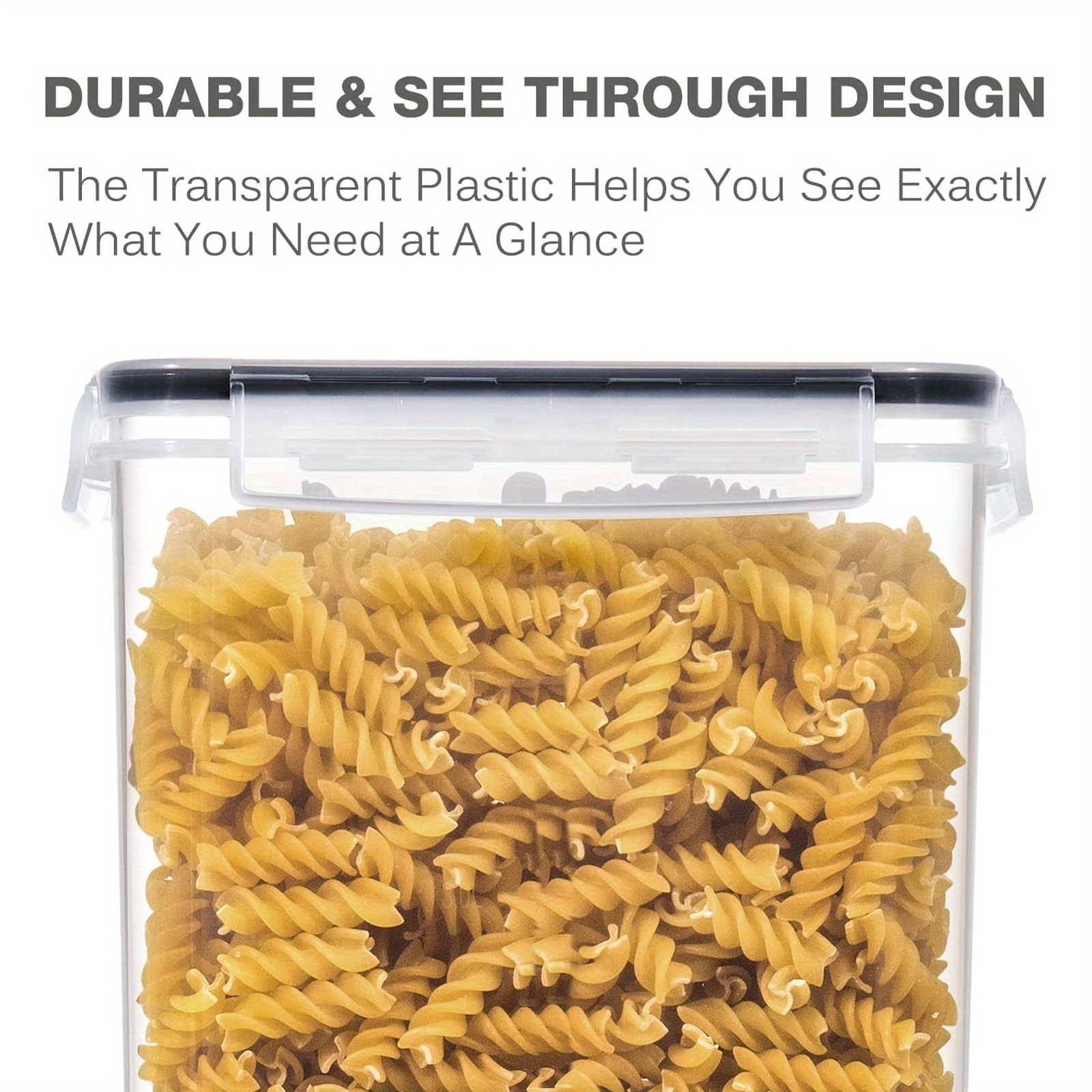 6/10 Pack BPA-Free Plastic Airtight Food Storage Containers with Latch Closure, Dishwasher Safe, Multipurpose Rectangular Kitchen & Pantry Organizers for Sugar, Flour, Baking - Includes Labels & Marker