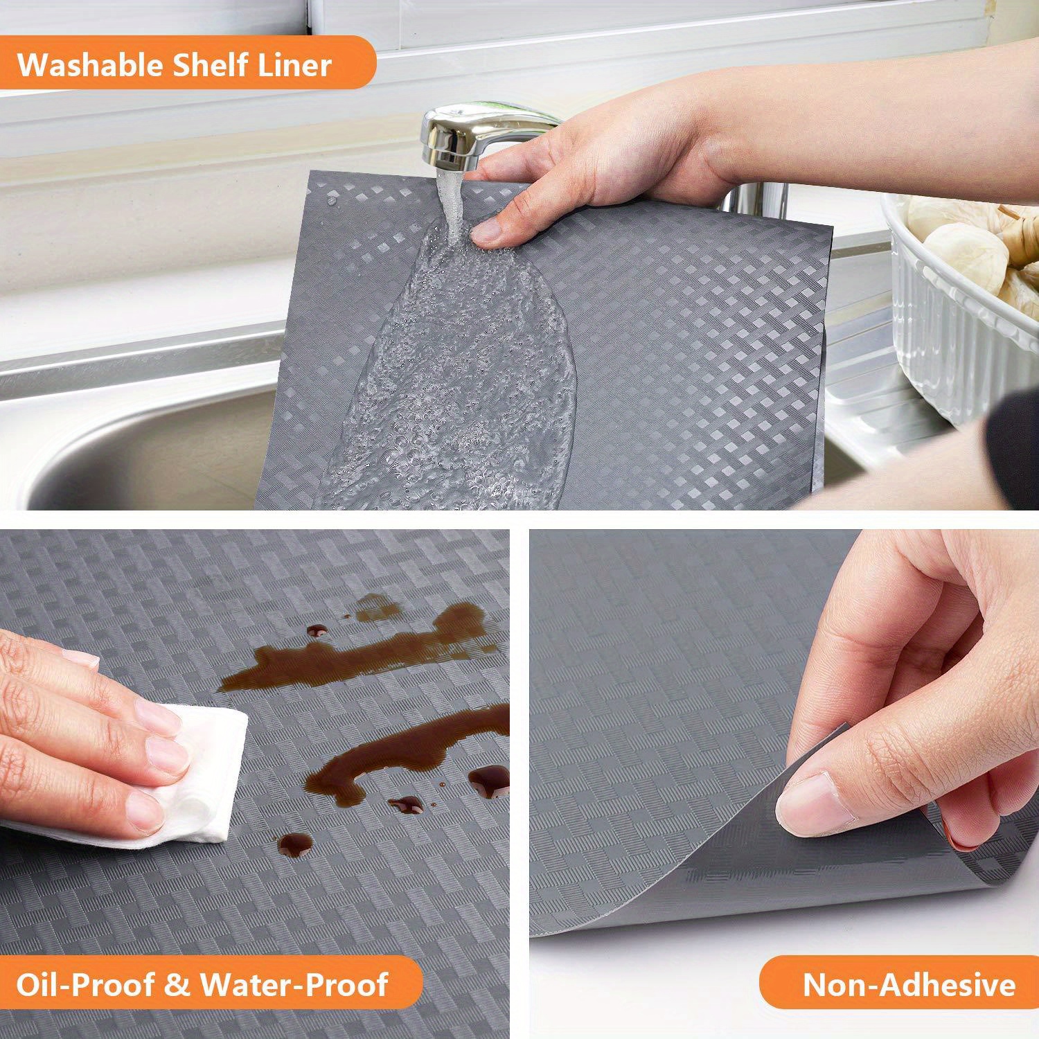 1pc Herringbone Pattern Non-Slip Refrigerator Liner – Moisture-Proof and Anti-Slip Vinyl Drawer Mat for Kitchen Storage, Easy to Clean, Durable Protection, Kitchen Organization | Textured Surface Mat | Durable Vinyl Material, Kitchen Liners And Tiers