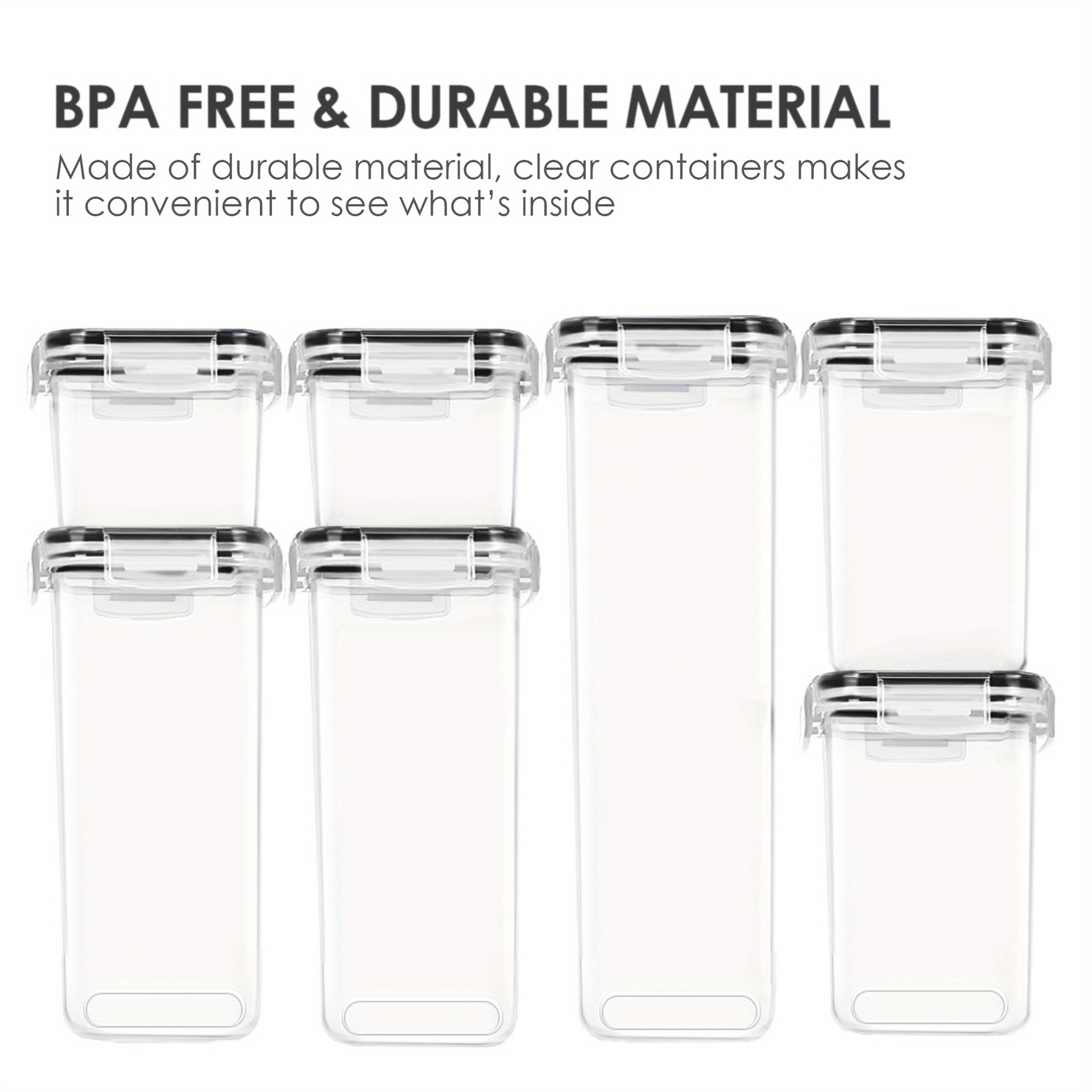 4/7/8pcs Airtight Food Storage Containers Set with Lids, BPA Free Plastic Dry Food Canisters for RV Kitchen Pantry Organization, Dishwasher Safe, with Labels
