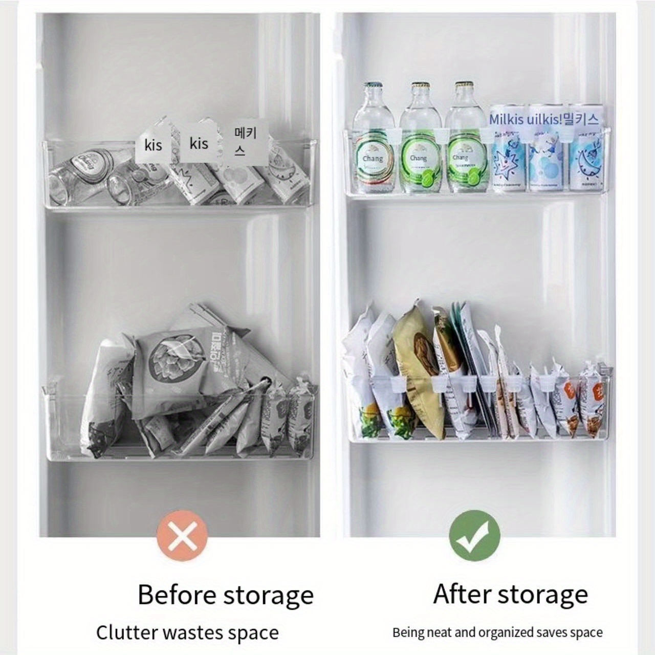 4pcs Refrigerator Storage Divider Clip, Food Grade Freezer Side Door Shelf Divider, Finishing Bezel Inner Side Door Divider