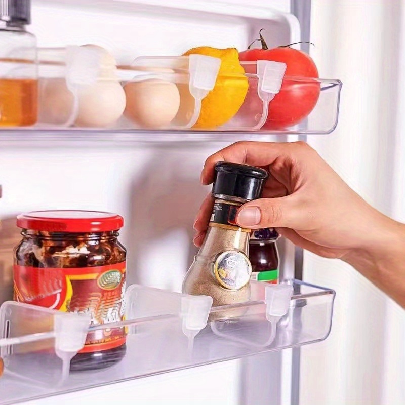 4pcs Refrigerator Storage Divider Clip, Food Grade Freezer Side Door Shelf Divider, Finishing Bezel Inner Side Door Divider