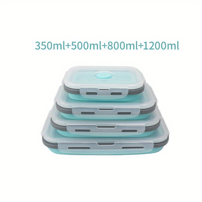 1/4pcs Collapsible Silicone Food Storage Containers with Lids - Portable Bento Lunch Box for Teenagers and Workers - Microwave Safe and Dishwasher Safe - Perfect for School, Canteen, and Home Kitchen - Image 11