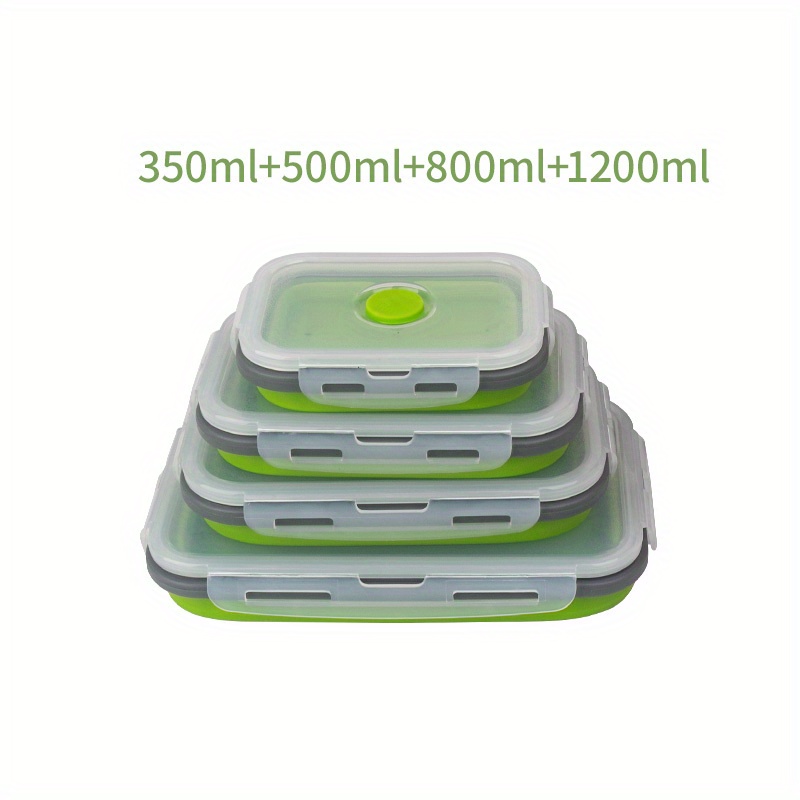 1/4pcs Collapsible Silicone Food Storage Containers with Lids - Portable Bento Lunch Box for Teenagers and Workers - Microwave Safe and Dishwasher Safe - Perfect for School, Canteen, and Home Kitchen - Image 18