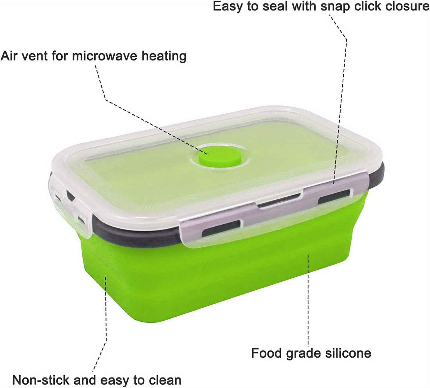 1/4pcs Collapsible Silicone Food Storage Containers with Lids - Portable Bento Lunch Box for Teenagers and Workers - Microwave Safe and Dishwasher Safe - Perfect for School, Canteen, and Home Kitchen