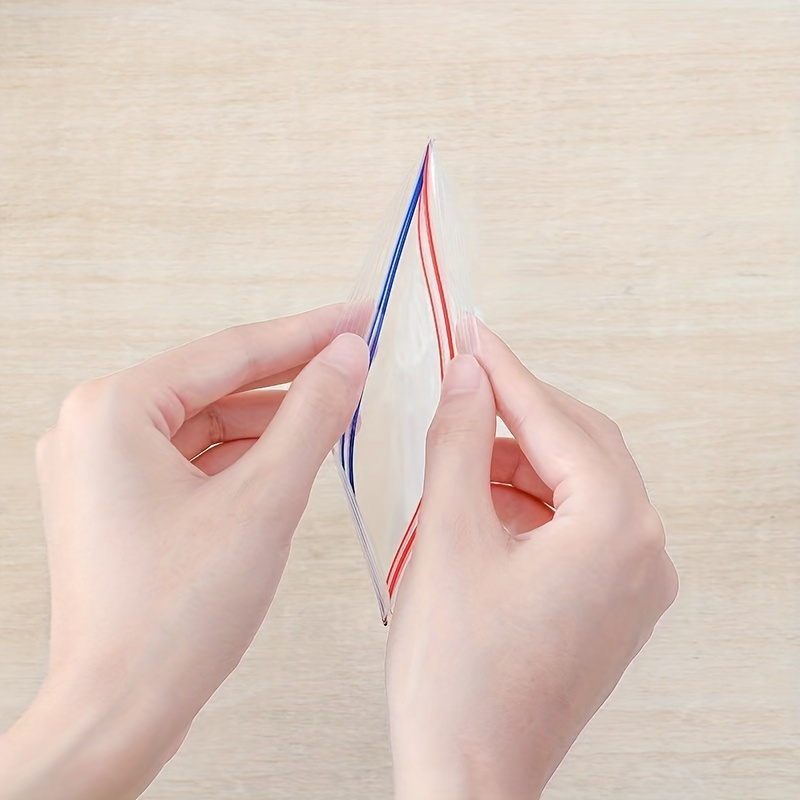 15/20/30/65/130/195pcs Double Sealing Strip Food Storage Bags, Double Zipper Bags, Transparent Storage Bag, Sealed Bags, Anti-odor Leak Proof Freezer Bag For Fruits, Vegetables, Grains, Home Kitchen Supplies