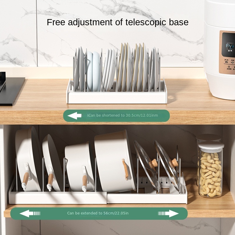 1pc Retractable Pot Rack, Kitchen Storage Rack, Cabinet Built-in Pot Rack Under Sink, Adjustable Pot Pan And Lid Storage Rack, Kitchen Accessories