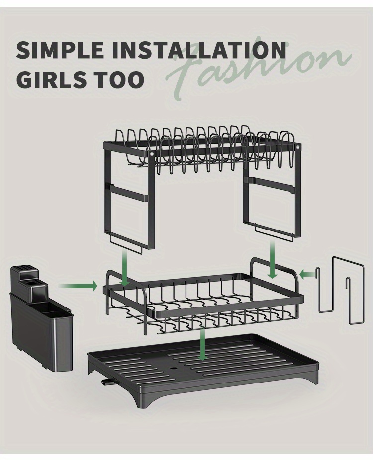1pc Kitchen Detachable Dish Storage And Draining Rack, Household Large Capacity Tableware Water Filter Storage Rack Shelf, Bowl Holder, Dish Rack, Cup Holder, Drain Board, Cutlery Rack, Home Kitchen Accessories