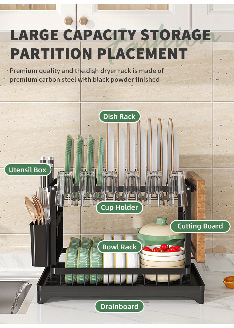 1pc Kitchen Detachable Dish Storage And Draining Rack, Household Large Capacity Tableware Water Filter Storage Rack Shelf, Bowl Holder, Dish Rack, Cup Holder, Drain Board, Cutlery Rack, Home Kitchen Accessories