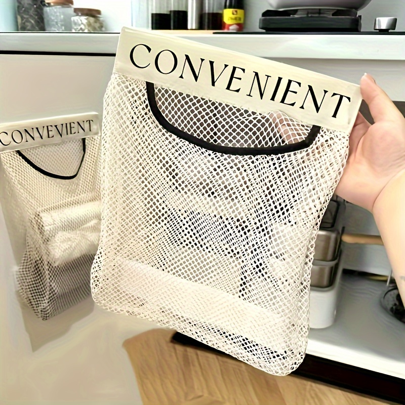 1pc Large Capacity Mesh Storage Bag - Wall-Mounted, Breathable Fabric Organizer with Multiple Compartments for Kitchen Tools, Home Door Back Hanging Storage Solution, 25cm x 30cm x 9.84in, Storage Bag Organizer for Kitchen