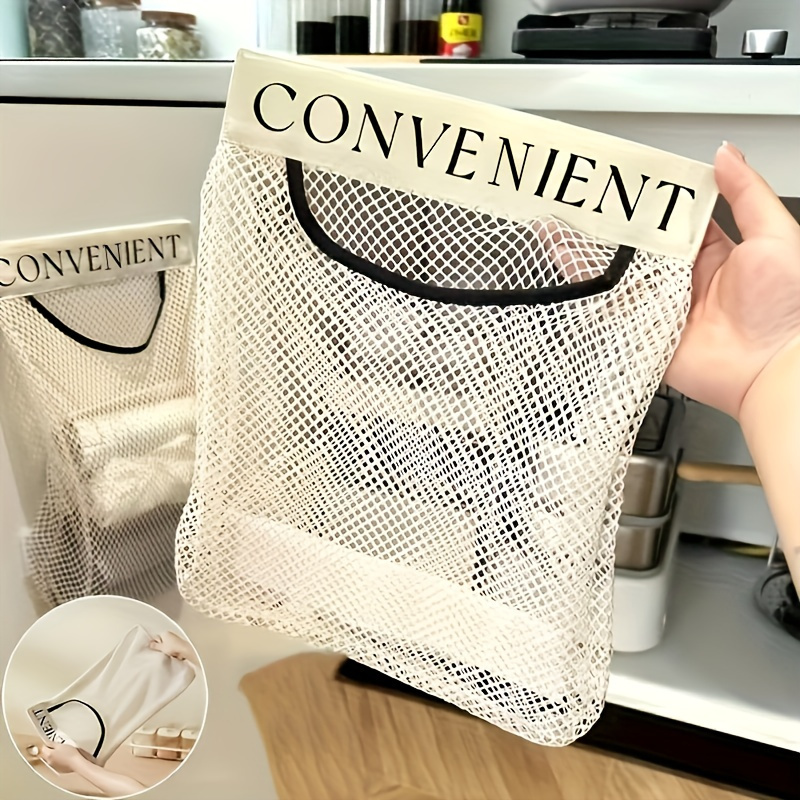 1pc Large Capacity Mesh Storage Bag - Wall-Mounted, Breathable Fabric Organizer with Multiple Compartments for Kitchen Tools, Home Door Back Hanging Storage Solution, 25cm x 30cm x 9.84in, Storage Bag Organizer for Kitchen