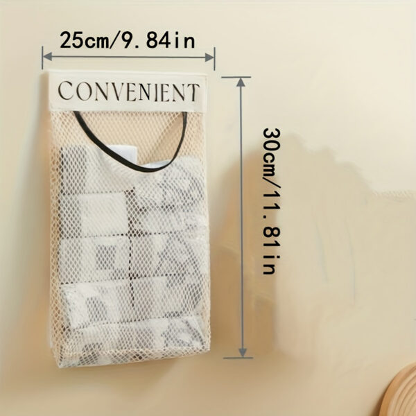 1pc Large Capacity Mesh Storage Bag - Wall-Mounted, Breathable Fabric Organizer with Multiple Compartments for Kitchen Tools, Home Door Back Hanging Storage Solution, 25cm x 30cm x 9.84in, Storage Bag Organizer for Kitchen