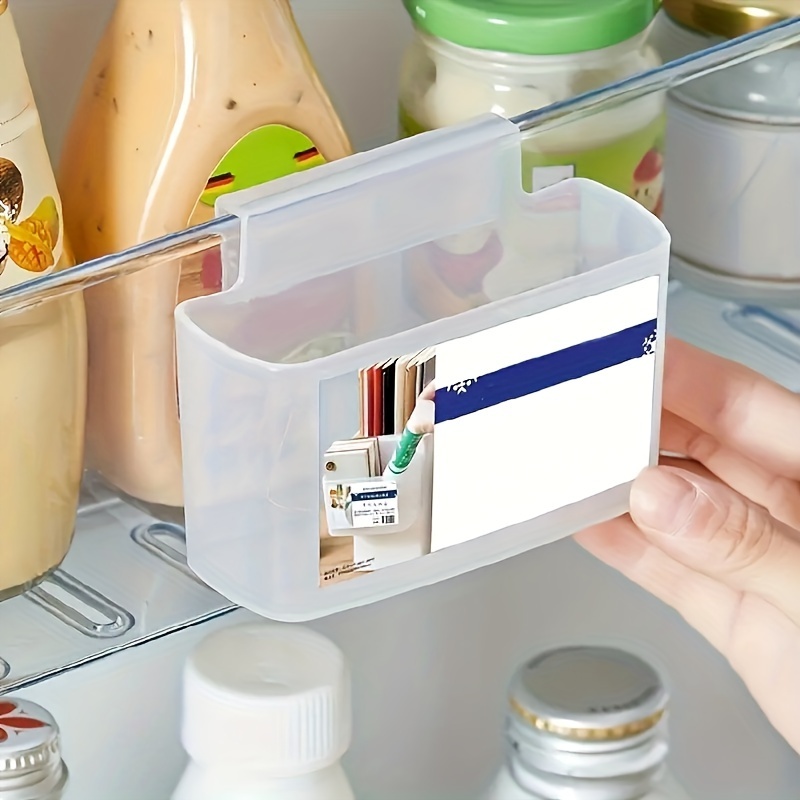 1pc Wall-Mounted Fridge Organizer Box with Clear Plastic Compartments & Label Holder - Space-Saving Kitchen Storage for Condiments, Bottles, Containers - Durable Refrigerator Organizer for Easy Access & Clutter-Free Design, Condiment Holder, Transparent Design, Easyvisibility Design, Easyclean Material, Home Cooks