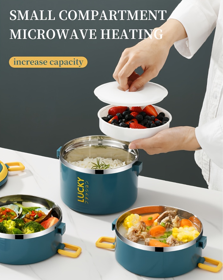 1 set of stainless steel reusable lunch box with lunch bag and utensils, large capacity portable thermos container suitable for school, picnics, camping, students, workers, and kitchen use,back to school