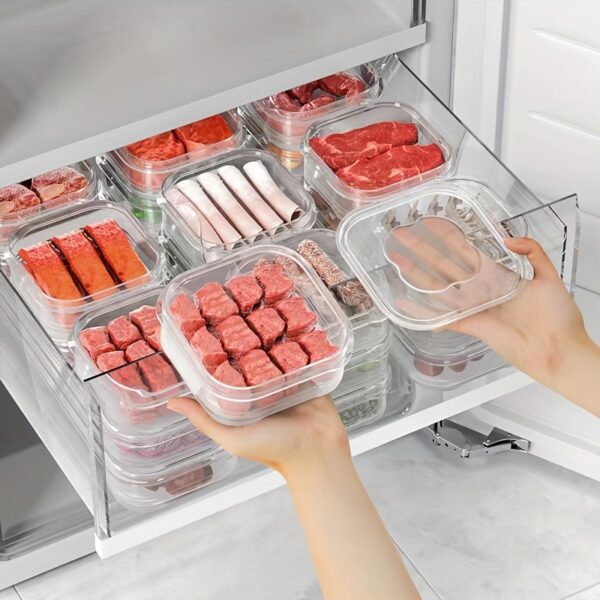 8/10pcs Refrigerator Meat Frozen Box, Fruit Vegetable Crisper, Dumpling Meat Ginger Garlic Green Onion Food Storage Containers, Home Kitchen Utensil