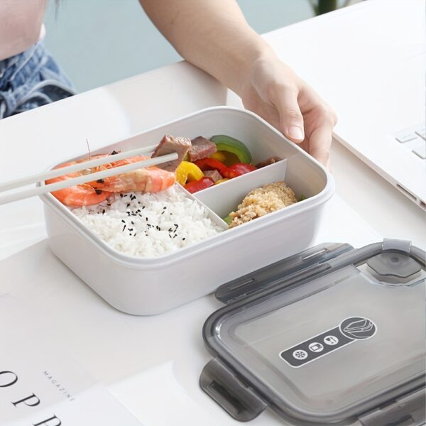 Versatile Plastic Lunch Box with Dividers - Microwave Safe, Perfect for Office & School Meals, Easy-Clean Square Storage Container,back to school
