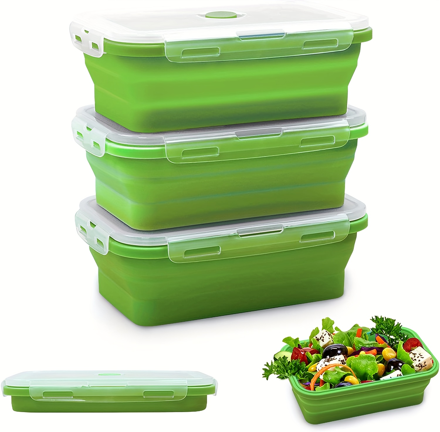 1/3pcs Foldable Food Storage Box With Covers, Silicone Food Storage Container, Foldable Food Storage Box, BPA Free, Suitable For Microwaves, Dishwashers, And Freezers, Home Kitchen Supplies